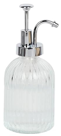 F Fityle Distributeur de Savon de 300ml, Bouteille distributrice de Lotion, Multi-Usage, Transparente, Facile à remplir, Vide, pour comptoir, Maison, hôtel, Argent