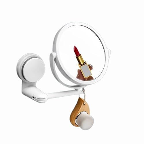 Bustlwor Espejo Aumento de Pared, Extensible 360° Giratorio, Doble Cara, Ventosas de Montaje, Maquillaje, Eliminación, 17.5x18 cm