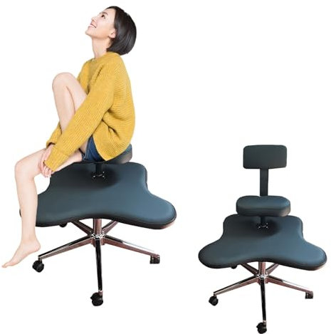Ergonomischer verstellbarer Kniestuhl mit Rollen für Erwachsene, schwarz, Büroschreibtisch, Meditationsstuhl zur Linderung von Rückenschmerzen