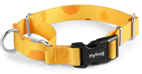 Hyhug Martingale-Halsband mit Schnalle, kein Ziehen, rutschfestes, ausbruchsicheres Halsband, verstellbares Nylon-Martingal-Hundehalsband für mittelgroße Hunde (Käse, Größe M)