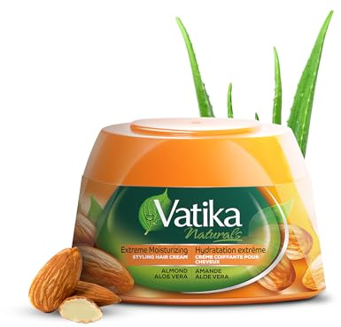 Vatika Naturals Hair Cream - Extreme Moisturizing (210ml, Almond) | Nourishing Formula with Almond, Aloe Vera & Honey for Hydrated, Stylish Hair
