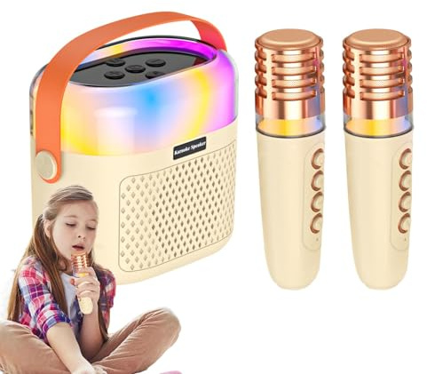 Karaoke per bambini, macchina per karaoke per bambini | Karaoke per dispositivo di canto da 1200 mAh | 2 microfoni wireless, altoparlante karaoke, karaoke domestico per Natale Halloween