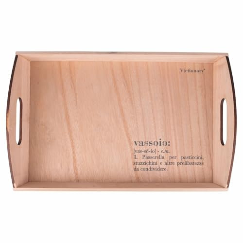 Villa d'Este Home Tivoli Vassoio rettangolare 45x30 cm in legno di Paulonia e multistrato di pioppo, Victionary