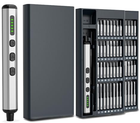 Mini-Elektroschraubendreher-Set, 3,7 V Kabelloses Präzisionswerkzeug mit 64 Bits, Einstellbares Drehmoment, 200 U/min, 350 MAh Akku, Kompaktes Design für