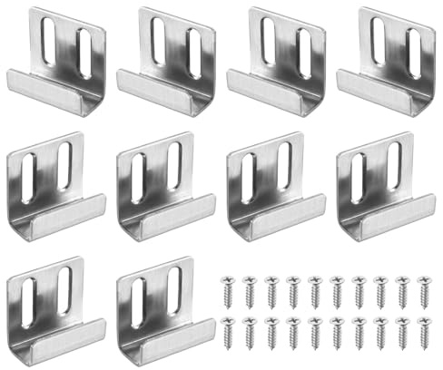 QUARKZMAN 10 Pcs Ganci in Acciaio Inossidabile per Piastrelle, Ganci Regolabili per Esposizione Piastrelle Staffa di Montaggio a Parete Ganci, Argento (Larghezza Interna 15mm)
