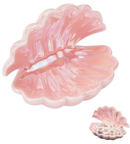 Rosa Shell Keramik Schmuck Teller,Kreatives Tablett Zur Schmuckaufbewahrung | Muschel Deko Schale Für Ringe, Einzigartige Erscheinung, Für Schmuckaufbewahrung, Dekoration, Geschenke