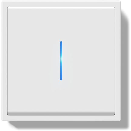BSEEDLIFE Interruptor Pared,Interruptor Conmutador de Pared con Marco de PC con LED Indicador,1 Gang 1 Vía 80 * 80mm,Fácil Instalación Diseño de Gancho de Garra,Blanco