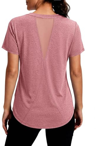Gyabnw Damen UV Shirt UPF 50+ Sportshirt Kurzarm Mesh Rücken Atmungsaktives | Atmungsaktives Meshmaterial, UPF 50+ und UV Schutz, Für Fitness Yoga Laufen und Outdoor