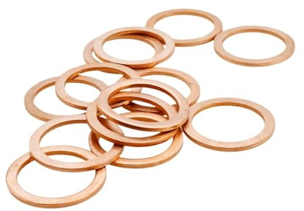 Arandelas Cobre, Arandelas sólidas de cobre puro M5 M6 M8 M10 M12 M16 M18 M20 M22 M24 for tapones de cárter de aceite de motocicletas y automóviles, juntas de sellado, espaciadores y arandelas.(100Pcs