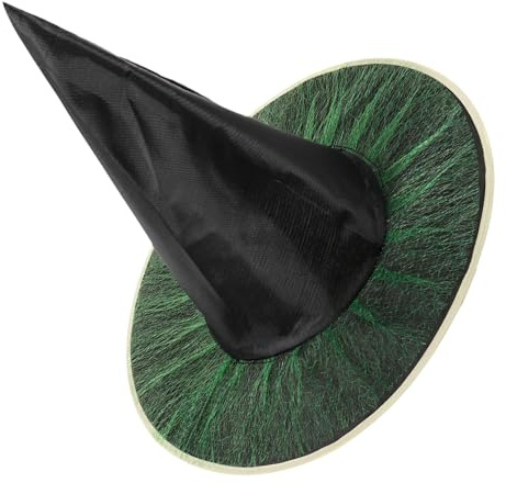 HEALSOPTHY Halloween Hexenhut aus Oxfordstoff Eleganter Grüner mit Steifem Rand Langlebiges Hexen Kostüm Accessoire für Halloween und Cosplay Partys