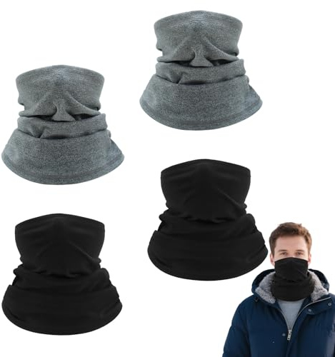 Winter Loop Schal 4 Stück – Fleece Schlauchschal für Herren & Damen, Atmungsaktives Winddichtes Halstuch Skifahren, Multifunktionaler Schlauchschal Fleece für Outdoor, Motorrad & Radfahren, 2 Colors