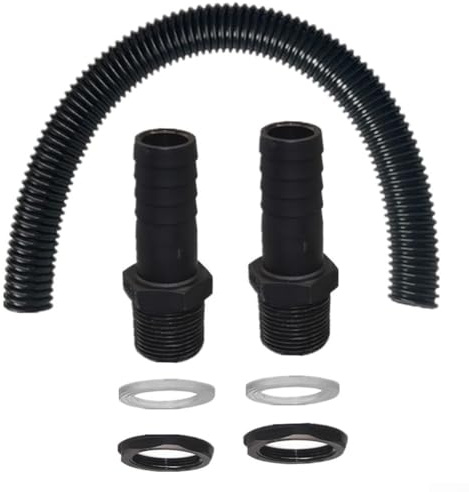 ZiStarlilife Kit de conexión de tubería de 38 mm, manguera flexible para dos barriles de lluvia, sistema de recogida de agua de lluvia con accesorios, negro (0,5 m)