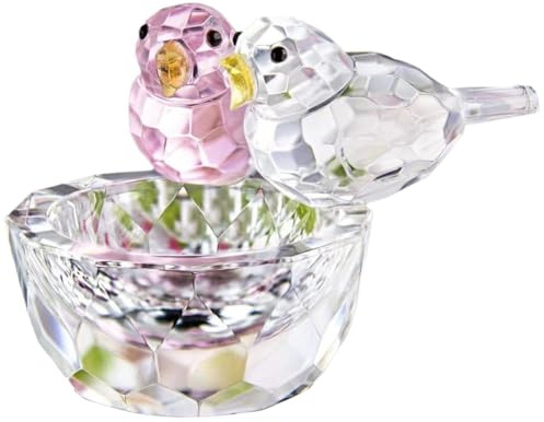 BEAMARKER Figura de Pájaro de Cristal Facetado, Color Rosa Transparente, Figura Decorativa de Pájaro para Mesa, Hogar, Oficina, Adorno de Exhibición, Regalo para Cumpleaños, Aniversario, Decoración de