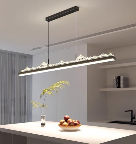DDYY 120cm Esstischlampe LED Pendelleuchte schwarz,3000k-6000k Dimmbar Hängelampe mit Fernbedienung,Moderne Linear Design 60W Hohe Helligkeit Hängeleuchte,hängend Höhenverstellbar Esszimmerlampe