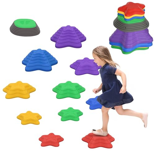 ZONEKIZ Balanciersteine für Kinder 8 Stück Rutschfeste Stapelsteine Trittsteine für Kinder 3-8 Jahren Sensorisches Spielzeug für Motorik Fantasie Gleichgewicht, Drinnen Draußen