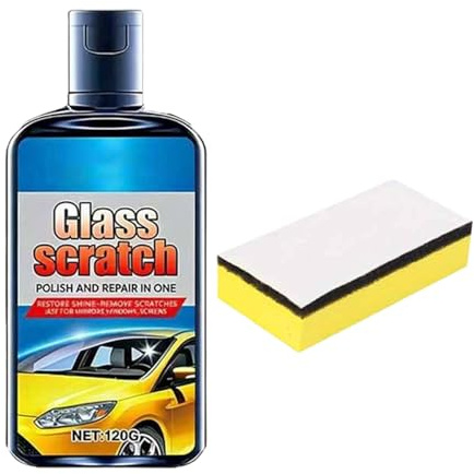 Quitarañazos para ventanas de coche - 120ml Líquido Reparador,Quitarañazos para - Esponja para Hogar, Automoción, Autocaravanas, SUVs, Camiones, Ventanas y Parabrisas