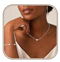 Astravia Perlenschmuck Set Damen, Schmuckset mit Perlenkette Armband Ohrringe, Wasserfest Silber Schmuck Set für Damen, Eleganter Brautschmuck Hochzeit Geschenk