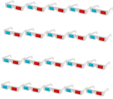 SECFOU Occhiali 3d di Carta Rossi e Blu, Sicuri e Portatili, Confezione da 20 Pezzi per Cinema e Uso Domestico Struttura in Carta e Plastica