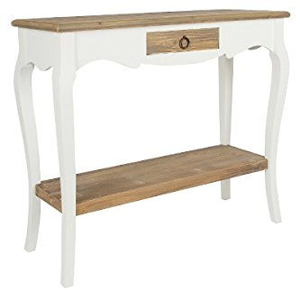 elbmöbel Konsole Sekretär weiß braun antik Landhaus Schublade beige Massiv Holz Tisch (91 x 34 x 77)