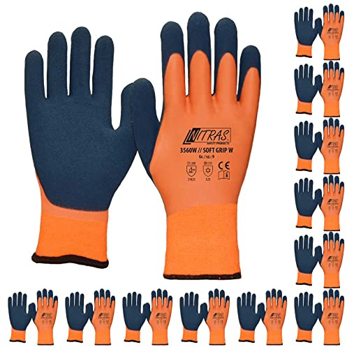 Nitras Winterhandschuh 3560W 12 Paar (8) | Thermohandschuhe mit Strickbund | Schutz gegen Kälte & Nässe | PSA Kategorie II für Logistik, Montage und Gartenbau