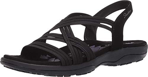Skechers Damen Reggae Slim Simply Stretch Sandals, Black Gore, 38 EU