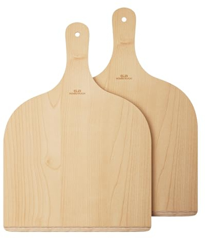 G.a HOMEFAVOR 2 Pack Wooden Pizza Peel - 12 Inch Pizza Paddle with Wood Handle, Pizza Spatula for Baking and Transferring, Large Wood Cutting Board for Oven, Kitchen