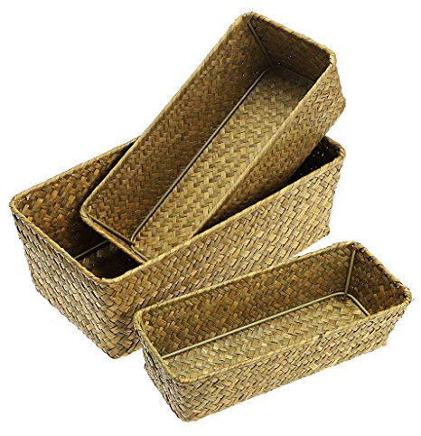 Sumnacon 3er Set Seegras Aufbewahrungskorb Gewebtes Seegras