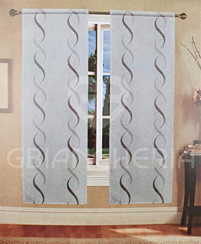 GBiancheria COPPIA TENDE DEBORA 45X150 45X240 PER FINESTRE E PORTEFINESTRE PRONTE DA APPENDERE (45x150, Grigio)