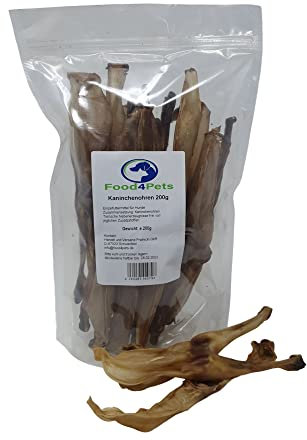 Food4Pets Kaninchenohren 200g – Kauohren für Hunde im wiederverschließbaren Beutel, natürlicher Kausnack zur Zahnpflege und Belohnung