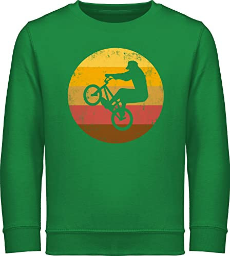 Sweatshirt Kinder Pullover für Jungen Mädchen - Sport Kleidung - Radsport Geschenk BMX Fahrer Geschenk Radfahrer I - 128 (7/8 Jahre) - Grün - 25. geburtstag rad reitpullover mtb kinderpullover