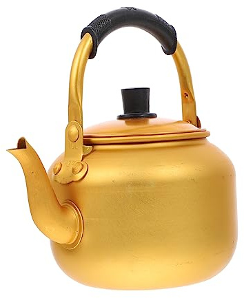 DOITOOL Lightweight & Portable Aluminium Kettle, Tea Kettle for Korean Makgeolli, Wine, Soup or Any Drinks, Teapot for Camping, BBQ Party (Yellow, 1L)