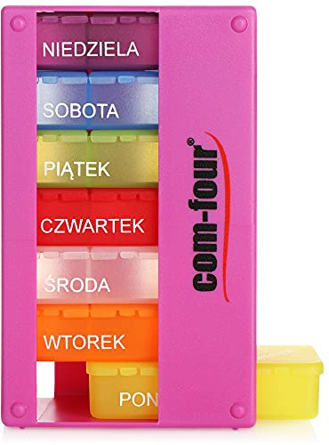 COM-FOUR® dispenser per farmaci in POLACCO, scatola farmaci per 7 giorni | 3 scomparti - portapillole - porta tablet - dispenser settimanale per la conservazione [POLACCO]