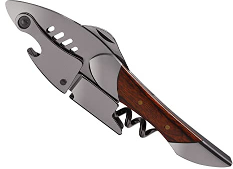 SIVERMISE Waiters Corkscrew, Wine Bottle Opener, Heavy Duty Stainless Steel, Rosewood Handle, Shark Shaped Wine Key, Gift for Waiters, Bartenders, Sommelier