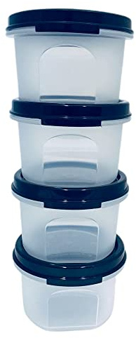 Tupperware SET (4) Circular 200 ml schwarz Eidgenosse rund Dose Box Trockenvorrat Vorrat Deko Back Zauber Dosen für Kaffee Pads