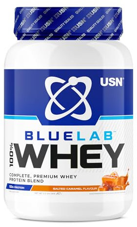 USN Blue Lab Whey Protein Powder: Salted Caramel - Whey Protein 908g - Post-Workout - Whey Isolate - Muscle Building Powder Supplement With Added BCAAs
