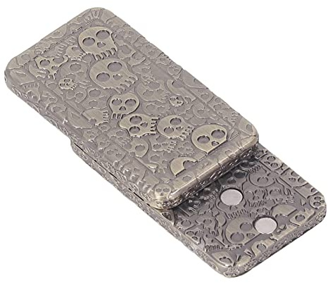 EDC Fidget Slider Toy,Portable Metall Magnetisches Poker Push Slider mit Skull Pattern und box für ADHS Autismus Angst Stressabbau,Gold,5,5 x 3 x 1 cm