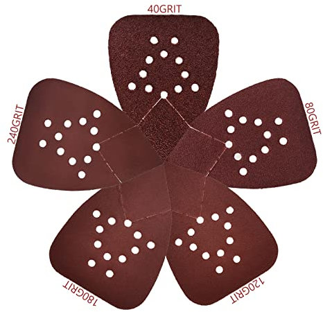 Mouse Sander Sandpaper, 50PCS Sanding Pads for Mouse Palm Sanders, Hook and Loop Sandpaper, Triangle Sanding Pads for Black and Decker Mouse Sanders and Many Other Palm Sanders (Assorted Grits)
