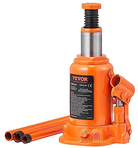 VEVOR Cric Bouteille Hydraulique 12 T Gamme de Levage 190-355 mm Cric de Levage Hydraulique avec Longue Poignée pour Changement de Pneus Levage des Voitures Automobiles SUV Pick-up Atelier Garage