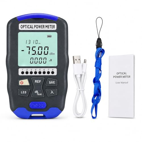 Nimomo 3 in 1 Optical Power Meter, 850 to 1650nm Fiber Optic Power Meter & Cable Tester, Rechargeable, Universal Interface, Fault Locator Function