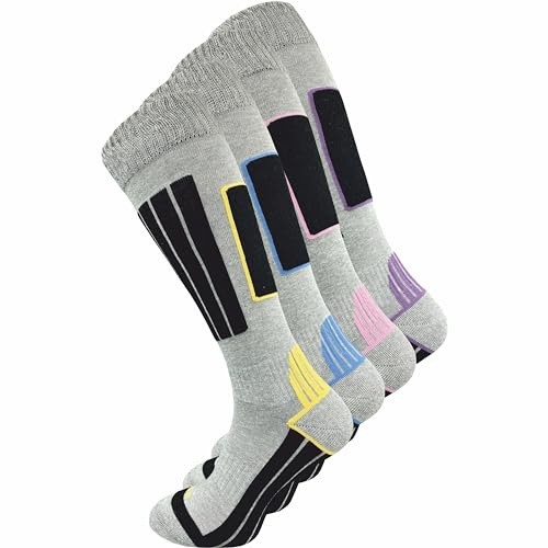 GAWILO Damen Skisocken mit Polsterung (4er-Pack) 20% wärmende Wolle