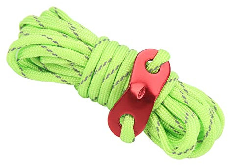 Alomejor 4 Mm Reflektierendes Campingseil, Winddichte Zeltschnur mit Kordelzug für Überdachung und Camping Im Freien (Leuchtendes Grün)