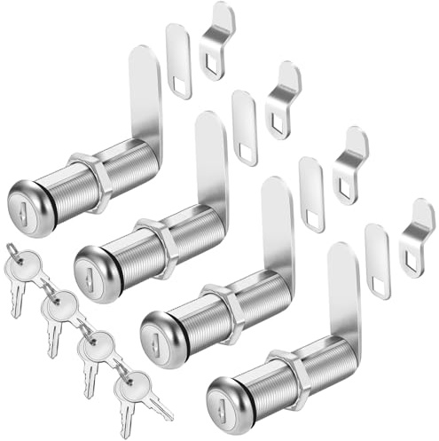 Cabinet Lock with Keys, 2 Extra-Long Cam Locks keyed Alike, Heavy Duty Cabinet Cam Lock Set for Thick Drawers Cabinets RV Storage Compartment Locks Replacement, Zinc Alloy (4 Pack, 2-1/8 Inch)