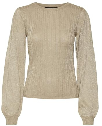 VERO MODA Vmtalia LS O-Neck Jersey de Punto para Mujer, Silver Mink/Detalle: w. DTM Lurex, L