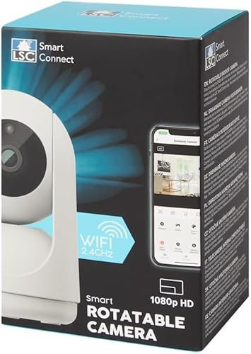LSC Smart konnect, Caméra de sécurité intelligente, Caméra de sécurité intérieure 360° 1080p HD compatible WiFi avec vision nocturne, audio bidirectionnel, détection de mouvement et fonctions de