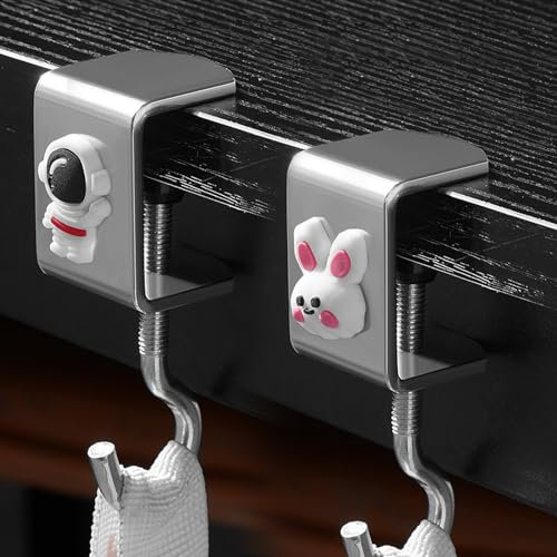 XINSUO Taschenhalter für Tisch,Verstellbare Handtaschenhaken,Antirutsch Taschenhaken,Tischseite Befestigungshaken,Schultaschenhaken,Handtaschenhalter für Tisch,2 Stück(Silber)