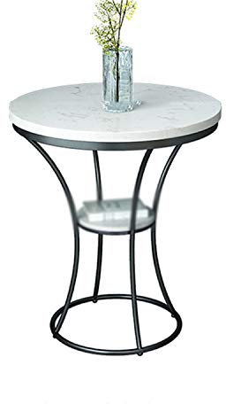 Exquisite Nachttische, Balkon-Couchtisch, Marmor-Finish, Metall, runder Couchtisch, Café, Empfangsraum, Bar, Bartisch, einfach zu verwalten, 52 x 52 x 60 cm, Korbtisch (Farbe: C, Größe: 52 x 52 x 60 c