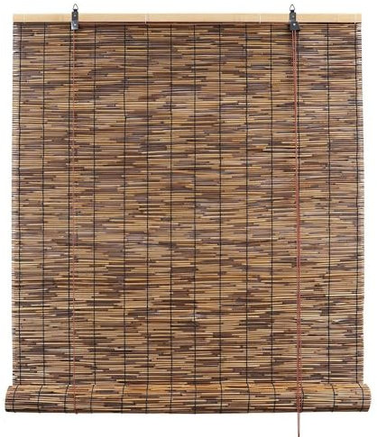 Bambusrollo Blickdicht Outdoor Rollo Fenster Jalousine Bambus aussenbereich Schilfvorhang Balkon Rollo breit 60cm 80cm 100cm 110cm 120cm 140cm 160cm