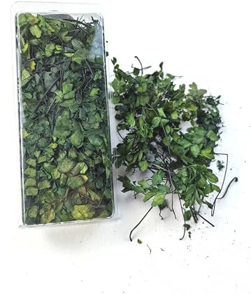 Haivvood Realistic Miniature Vine Vegetation for DIY Model Trees Basing Material Kit, Realistic Miniature Leaves Simulation Leavesfor Train Landscape Railway Artificial Grass Modeling (Dark Green)