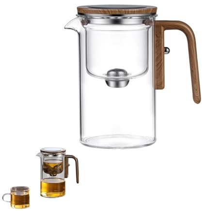 Enchantipot Magic Tea Pot with Infuser - Glass Teapot with Wooden Handle, Transparent, 720ml