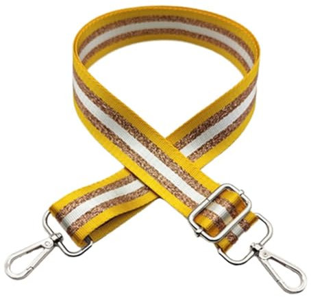 Whakano Verstellbar Schultergurt für Taschen Unisex Ersatz Taschengurt Breit 3,8CM Streifen Umhängegurt,Längenverstellbarer 75-130cm,Taschengurte zum Wechseln,Taschen Zubehör,Silbern Schnalle,Gelb